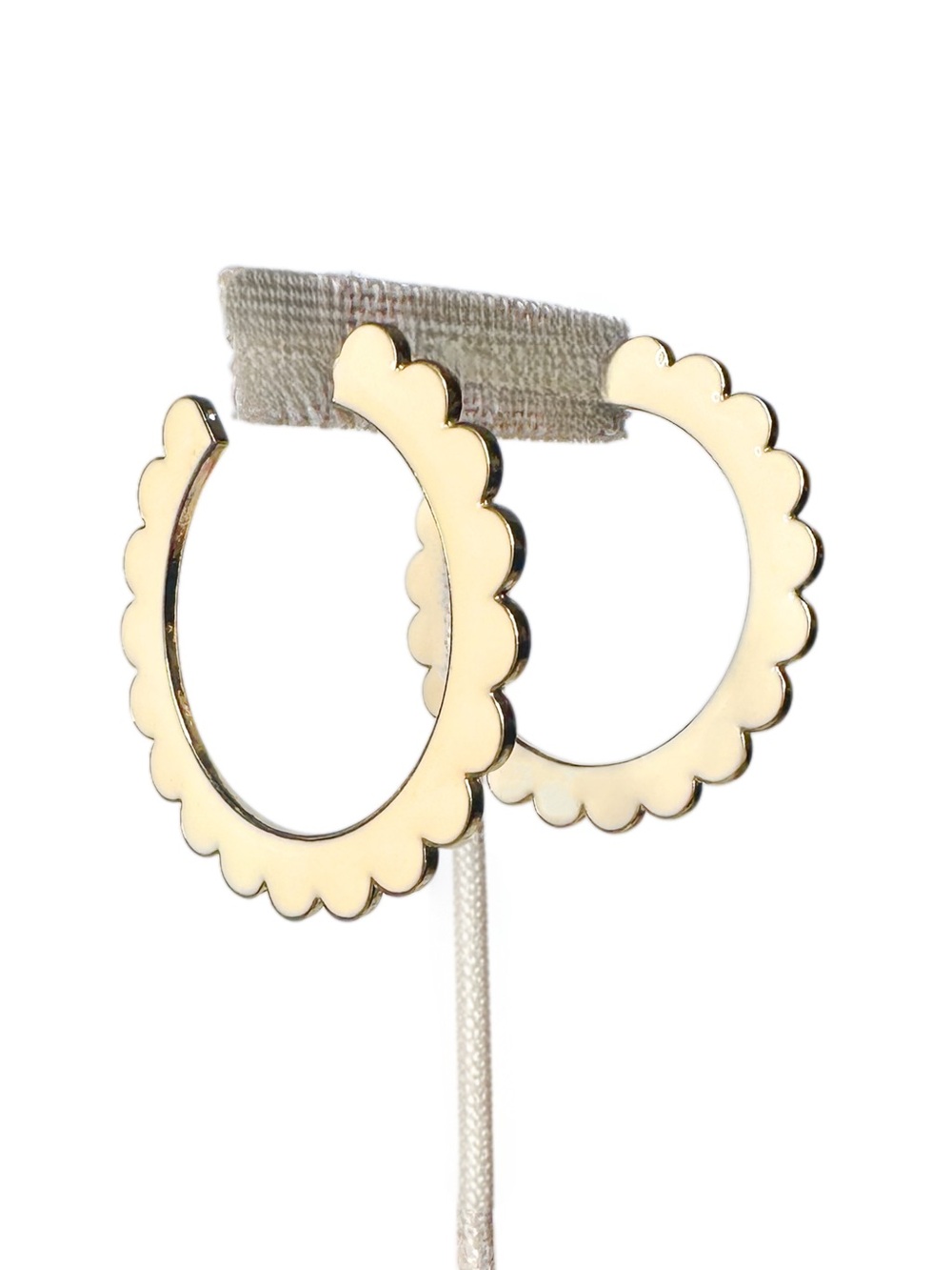 Gold Scalloped Hoop Earrings - Women Jewelry